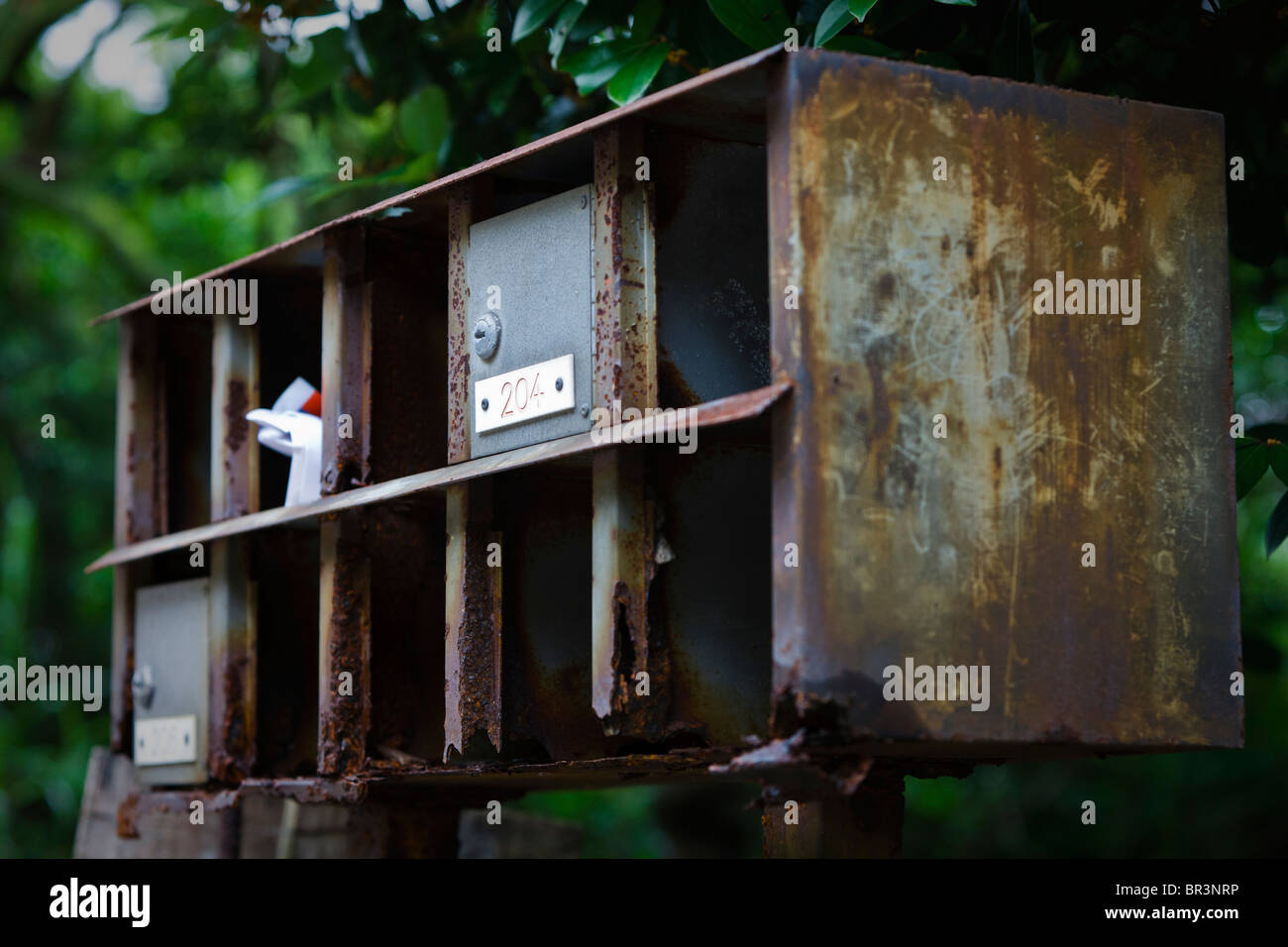 Alt und verrostet Briefkästen Shek O unterwegs in Hongkong Stockfoto