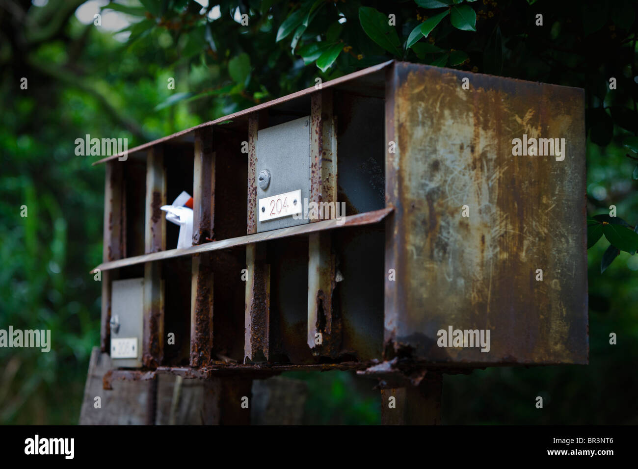 Alt und verrostet Briefkästen Shek O unterwegs in Hongkong Stockfoto