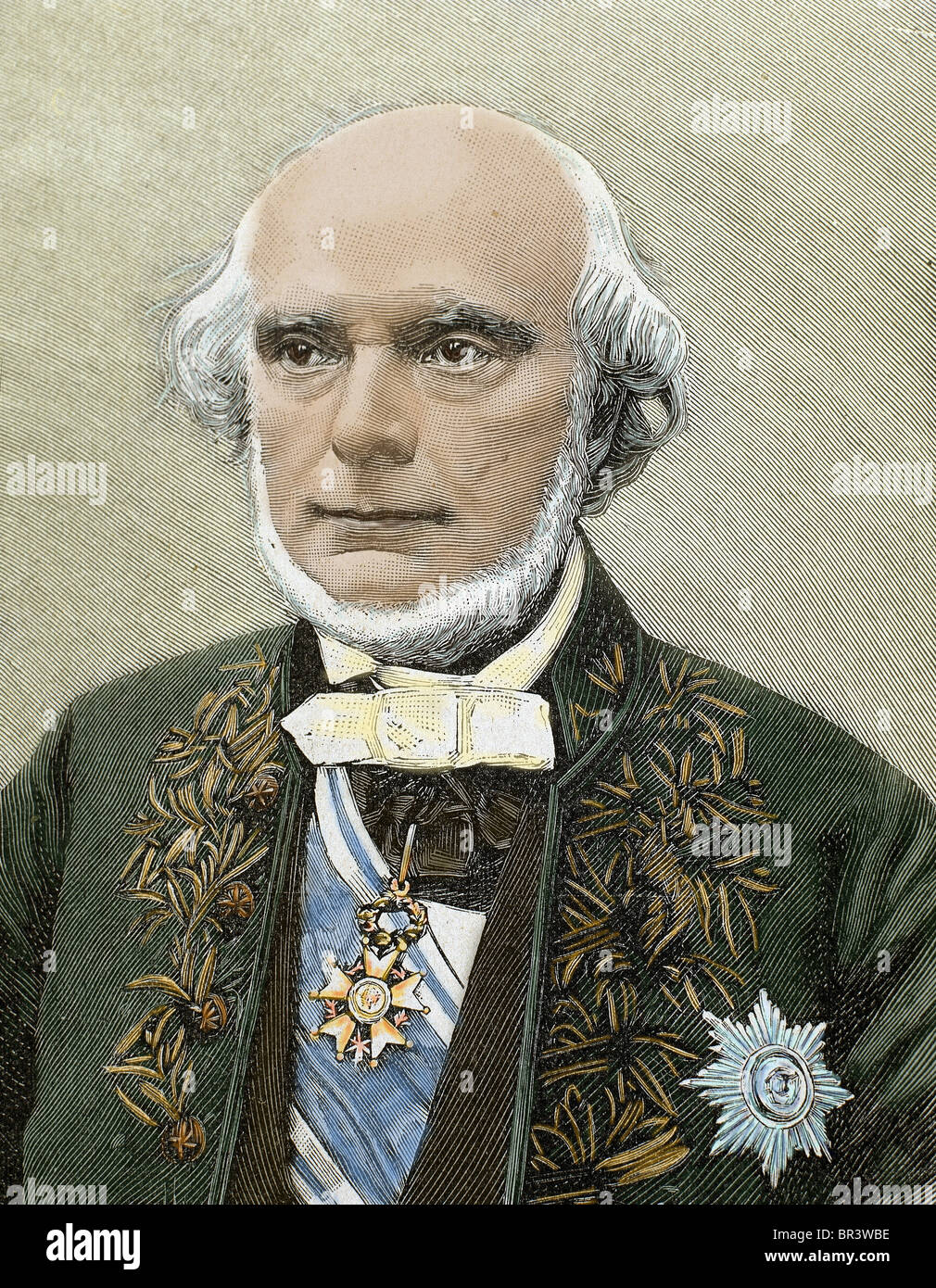 Armand de Quatrefages de Bréau, Jean-Louis (1810-1892). Französischer Naturforscher und Ethnologe. Gravur. Farbige Gravur. Stockfoto