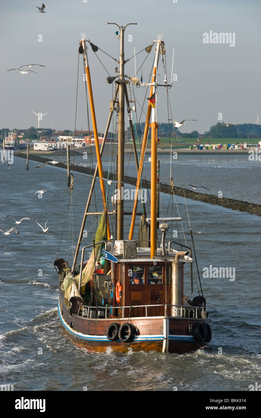 Angelboot/Fischerboot nach Langeoog, Deutschland Stockfoto