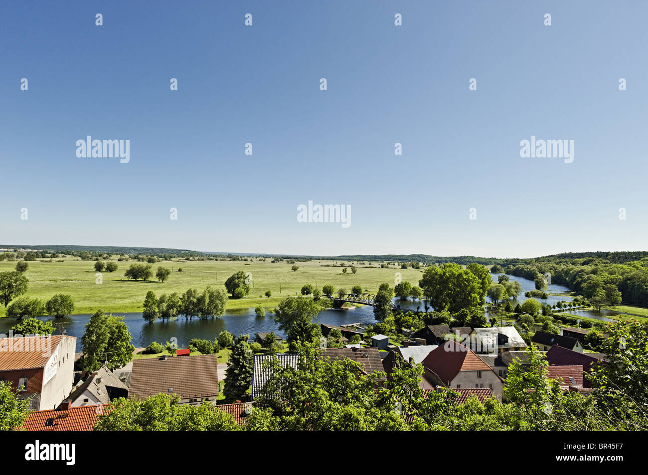 Blick auf Hohensaaten-Friedrichsthaler Wasserstraße, Stolpe an der Oder, Deutschland Stockfoto