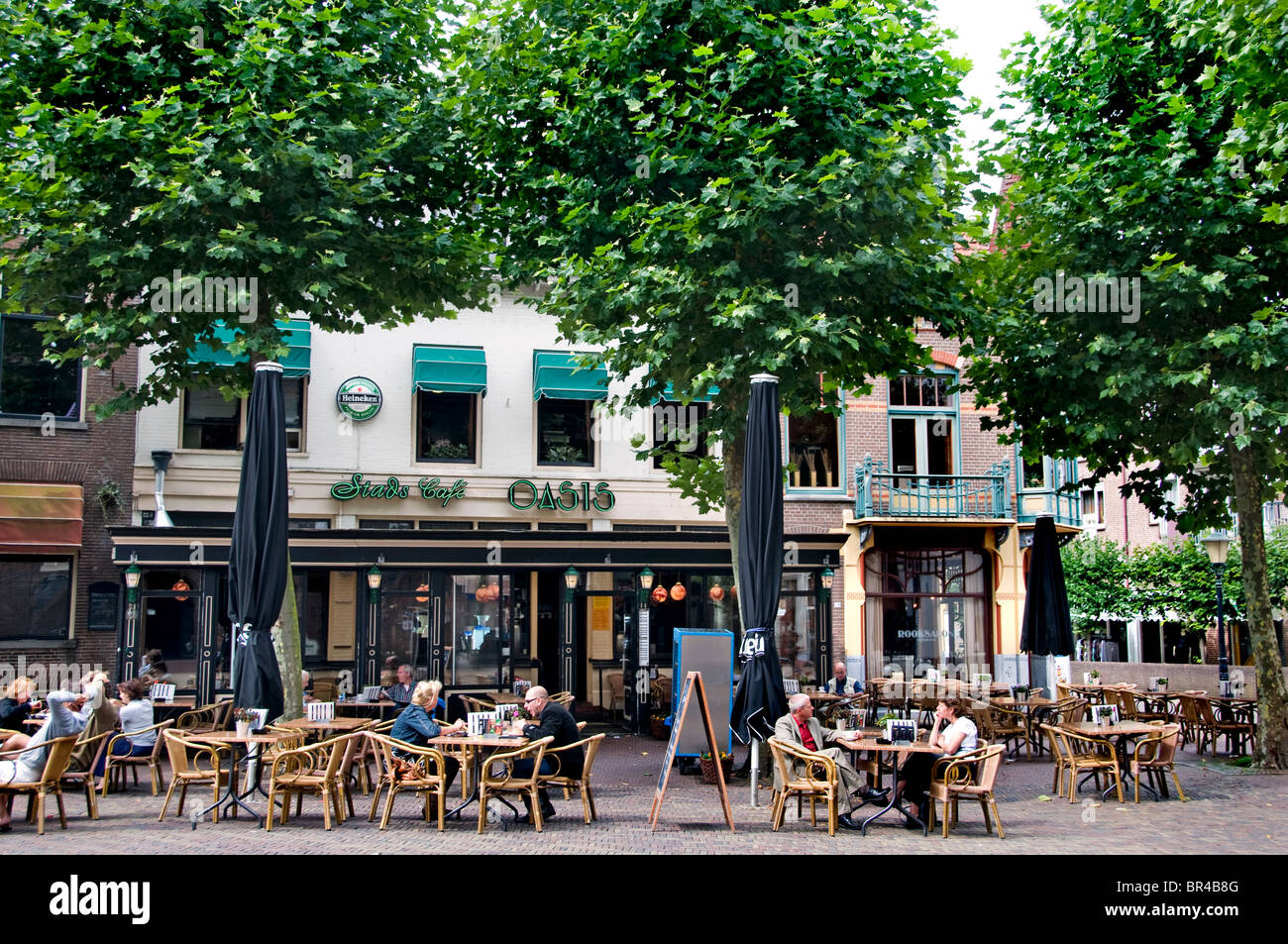 Meppel Overijssel Stadt Stadt Niederlande Bar Pub Pflaster Stockfoto