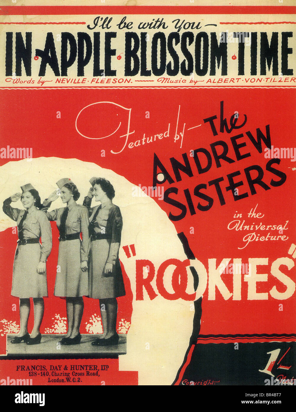 ROOKIES Noten für ein Lied von den Andrews Sisters aus ihrer universellen 1941 Stockfoto