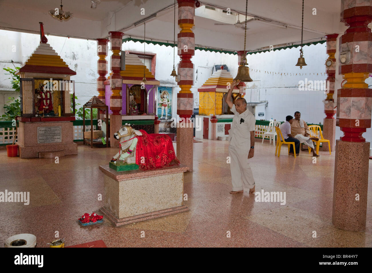 Stone Town, Sansibar, Tansania. Shree Shiv Shakti Mandir hinduistischer Tempel, gegründet 1958. Stockfoto
