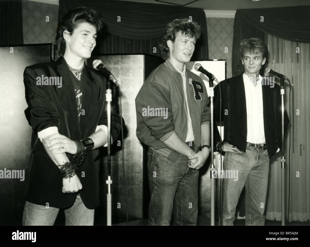 A-HA norwegische Popgruppe in 1986 Von links: Morten Harket, Mags Furuholmen und Pal Waaktaar Stockfoto