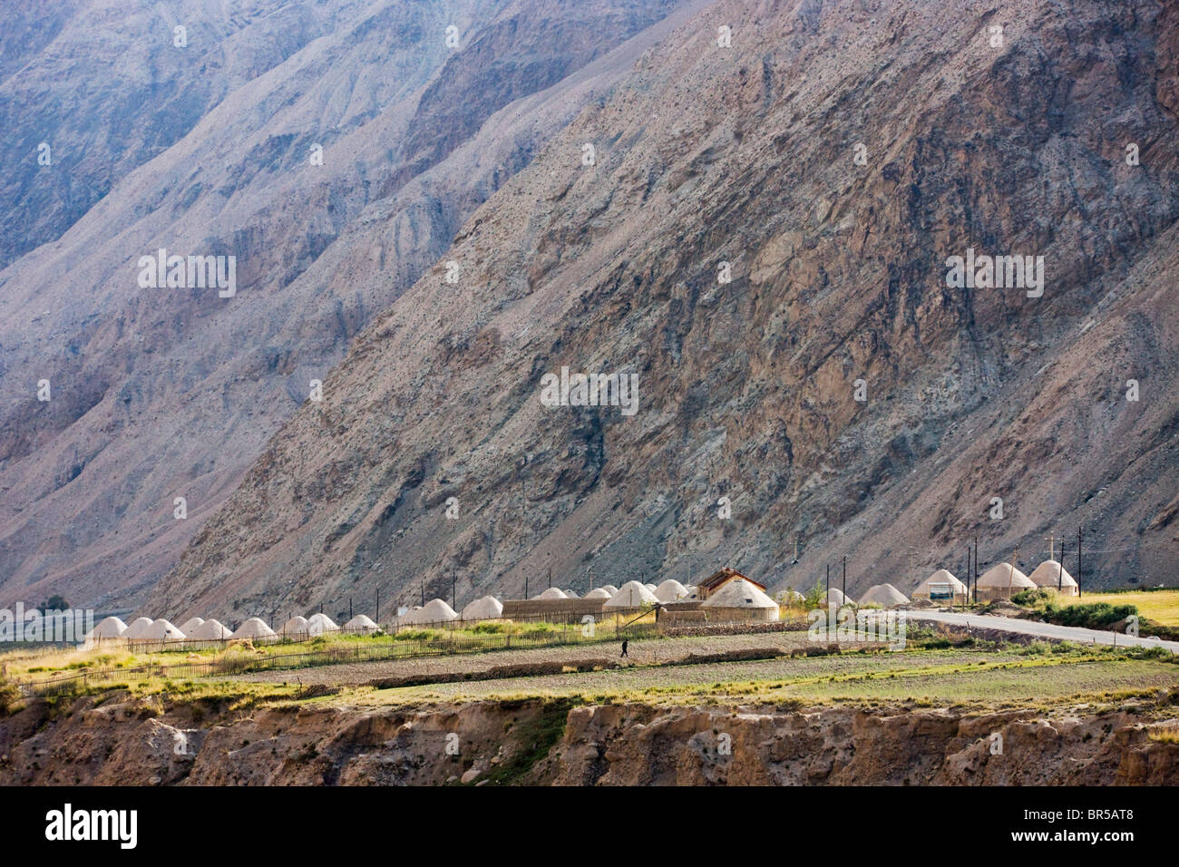 Jurten im Aoyitage Tal, Pamir-Plateau, Xinjiang, China Stockfoto