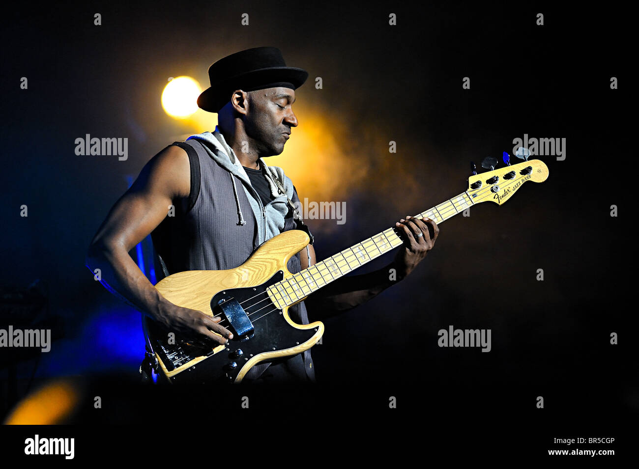 Marcus Miller im Konzert in Nimes, Frankreich. Stockfoto