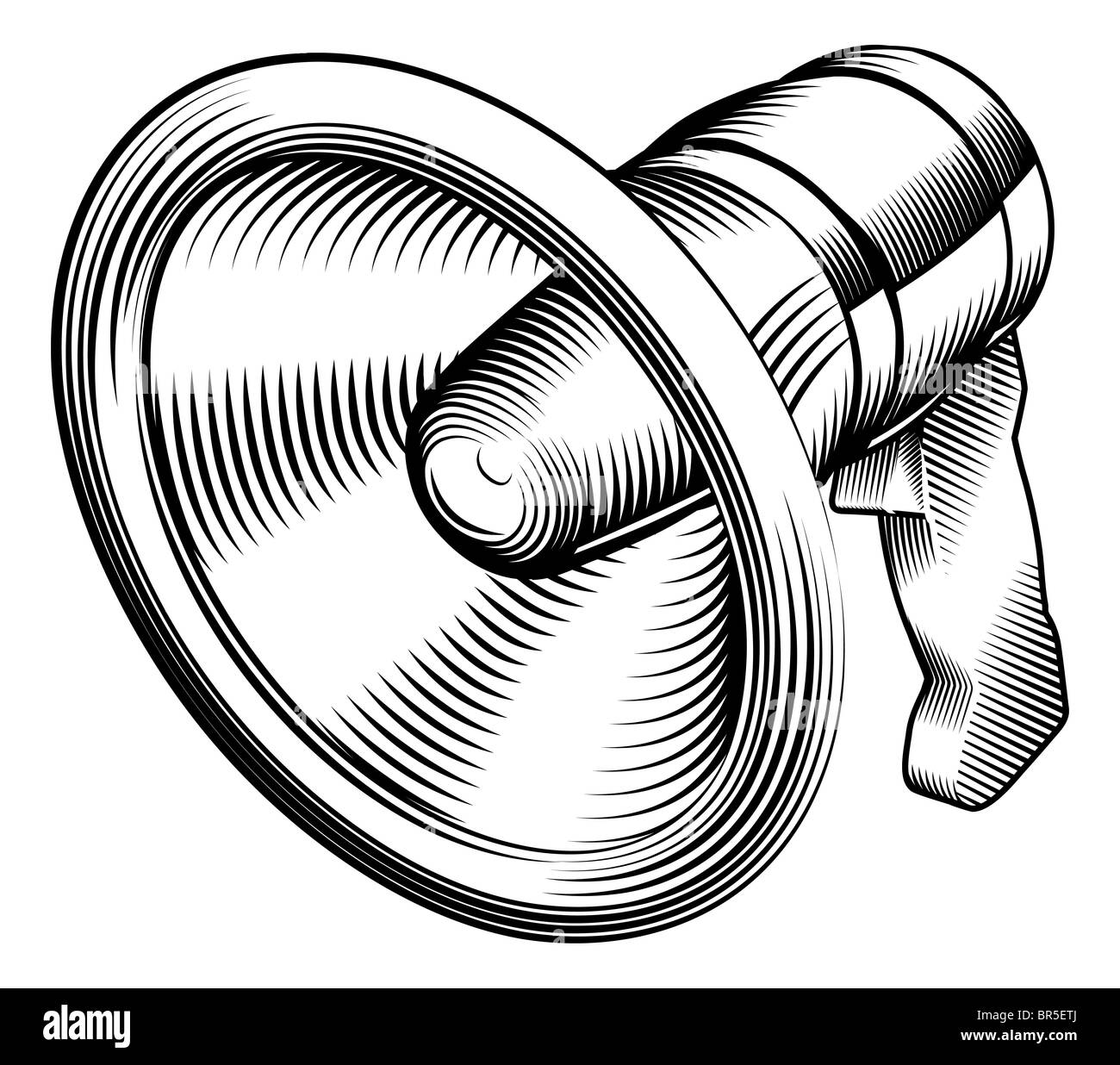 eine schwarz / weiß Darstellung der ein Megaphon Stockfoto