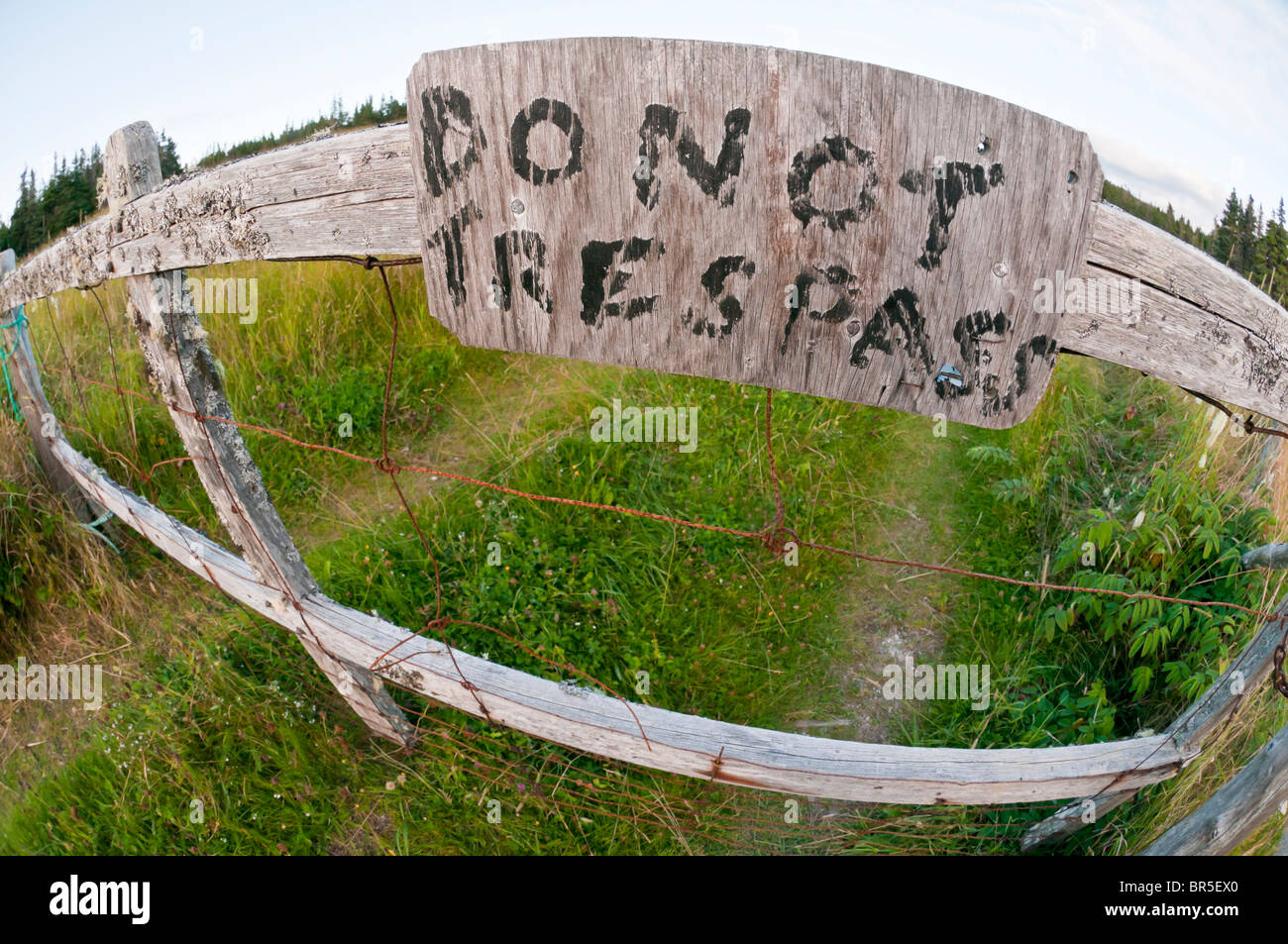Nicht Hausfriedensbruch melde, am Ende der Sherwink Trail, Trinity Osten, Halbinsel Bonavista, Neufundland, Kanada Stockfoto