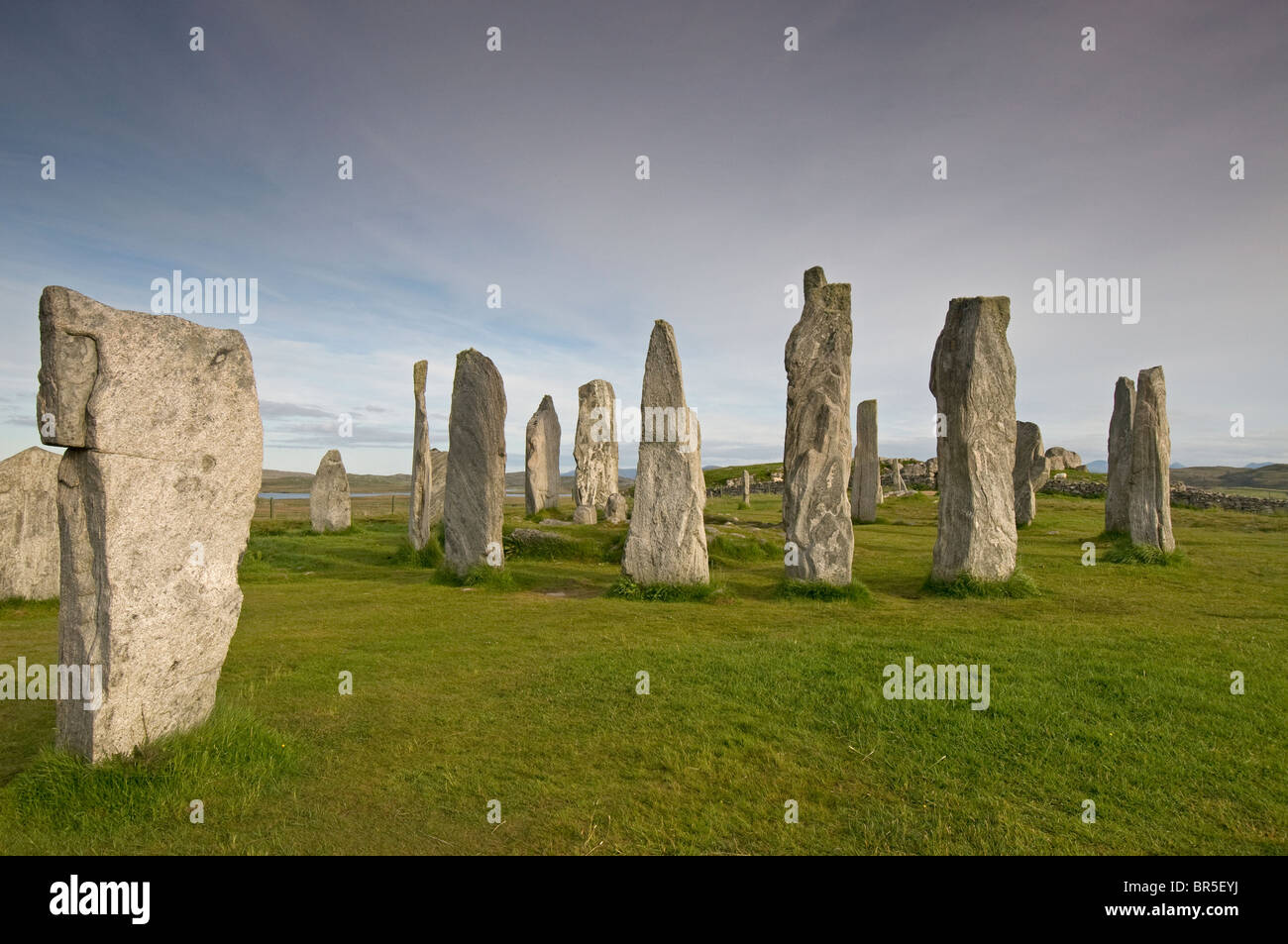 Die äußeren Hebriden berühmten Standing Stones bei Callanish, Lewis. Western Isles. Schottland.  SCO 6639 Stockfoto