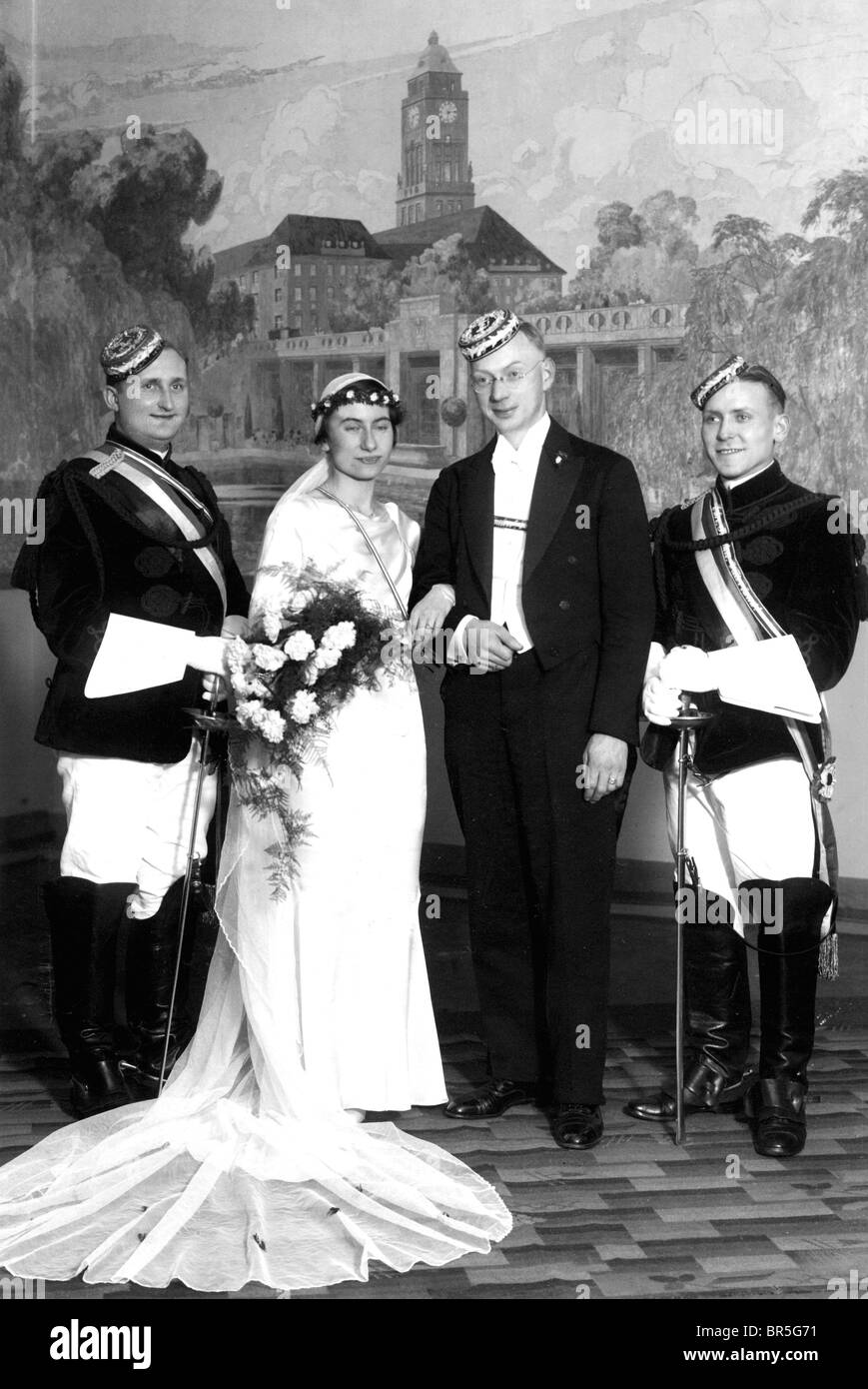 Historisches Foto, Student, etwa 1924 Hochzeit Stockfoto