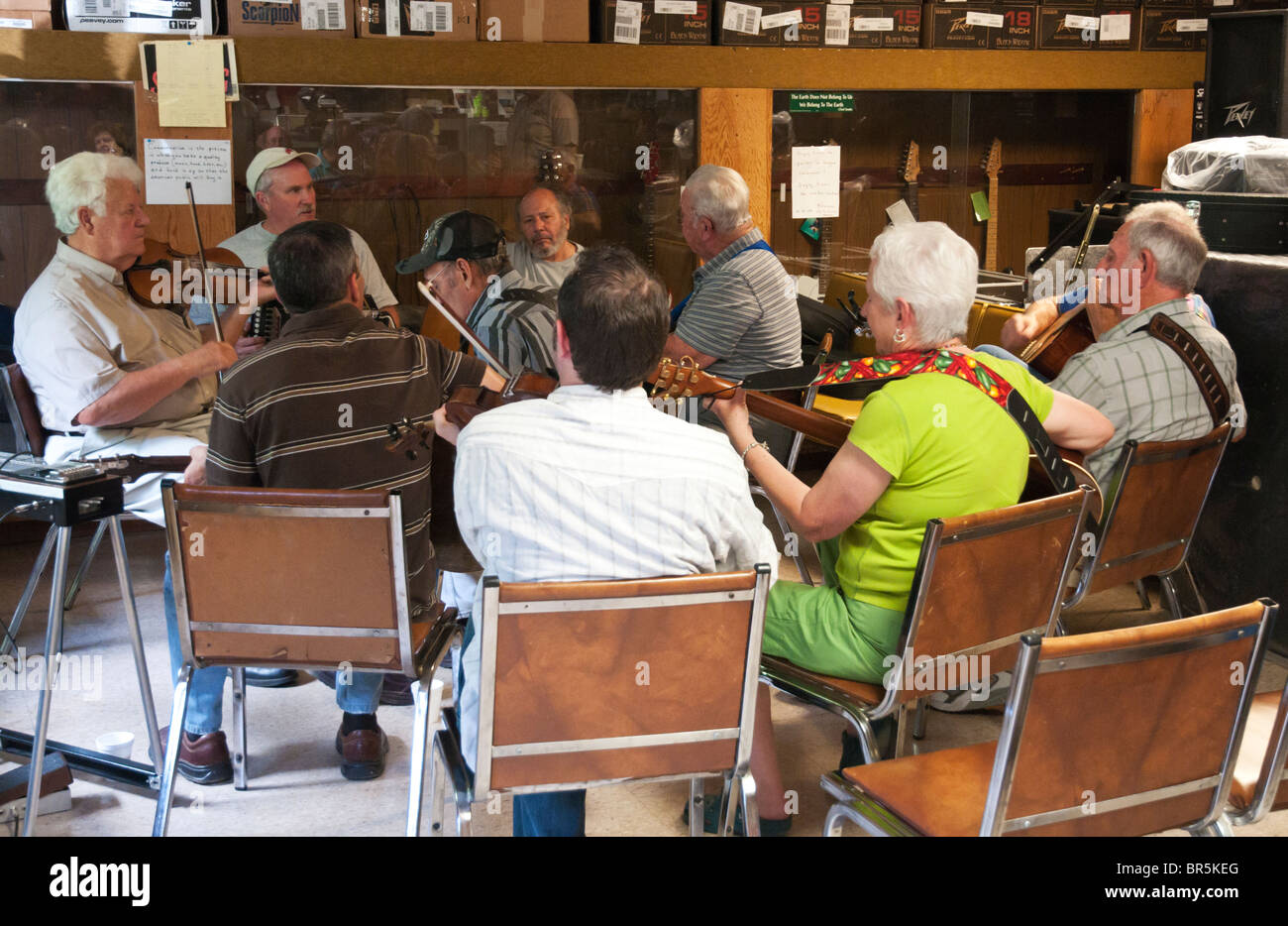 Louisiana, Eunice, Savoy Music Center, Cajun-Musik regelmäßig jam Samstagmorgen session Stockfoto