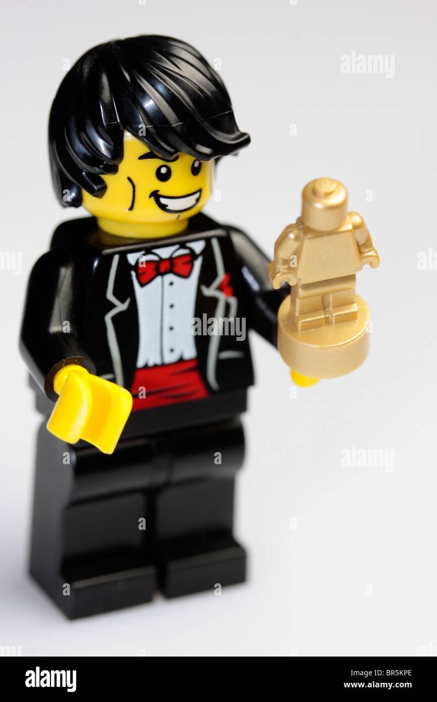 Seine Auszeichnung für die beste Lego Figur jemals akzeptieren. Stockfoto