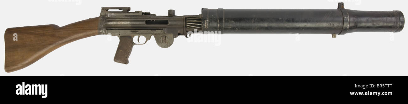 Ein englisches Lewis Light Maschinengewehr, Kaliber 303 British, Seriennummer sg7051. Wichtige Teile fehlen wie Bolzenteile und das Magazin, moderner Vorrat, ausgestattet. Historisch, historisch, 20. Jahrhundert, Gewehr, Waffen, Feuerwaffe, Feuerwaffen, Feuerwaffen, Waffen, Waffen, Waffe, Arm, Kampfgerät, Objekt, Objekte, Stills, Clipping, Clippings, herausschneiden, herausschneiden, herausschneiden, Militär, Militaria, Ausrüstungsgegenstände, Stockfoto