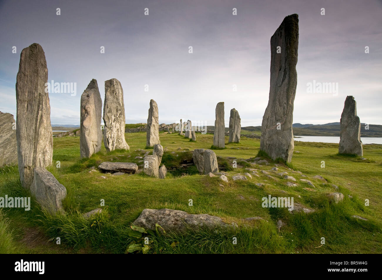 Die äußeren Hebriden berühmten Standing Stones bei Callanish, Lewis. Western Isles. Schottland.  SCO 6640 Stockfoto