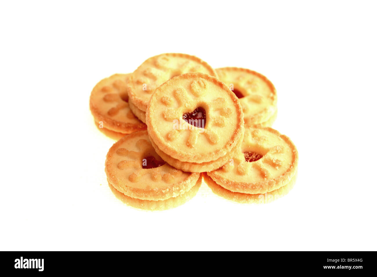 Mini Jammie Dodger Kekse Stockfoto