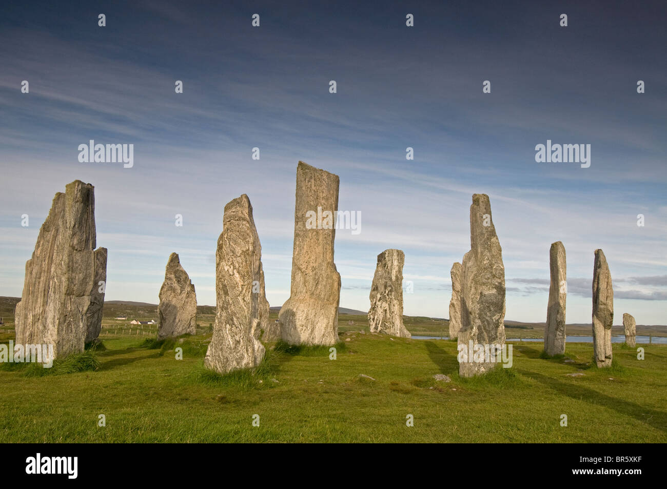 Die äußeren Hebriden berühmten Standing Stones bei Callanish, Lewis. Western Isles. Schottland.  SCO 6634 Stockfoto