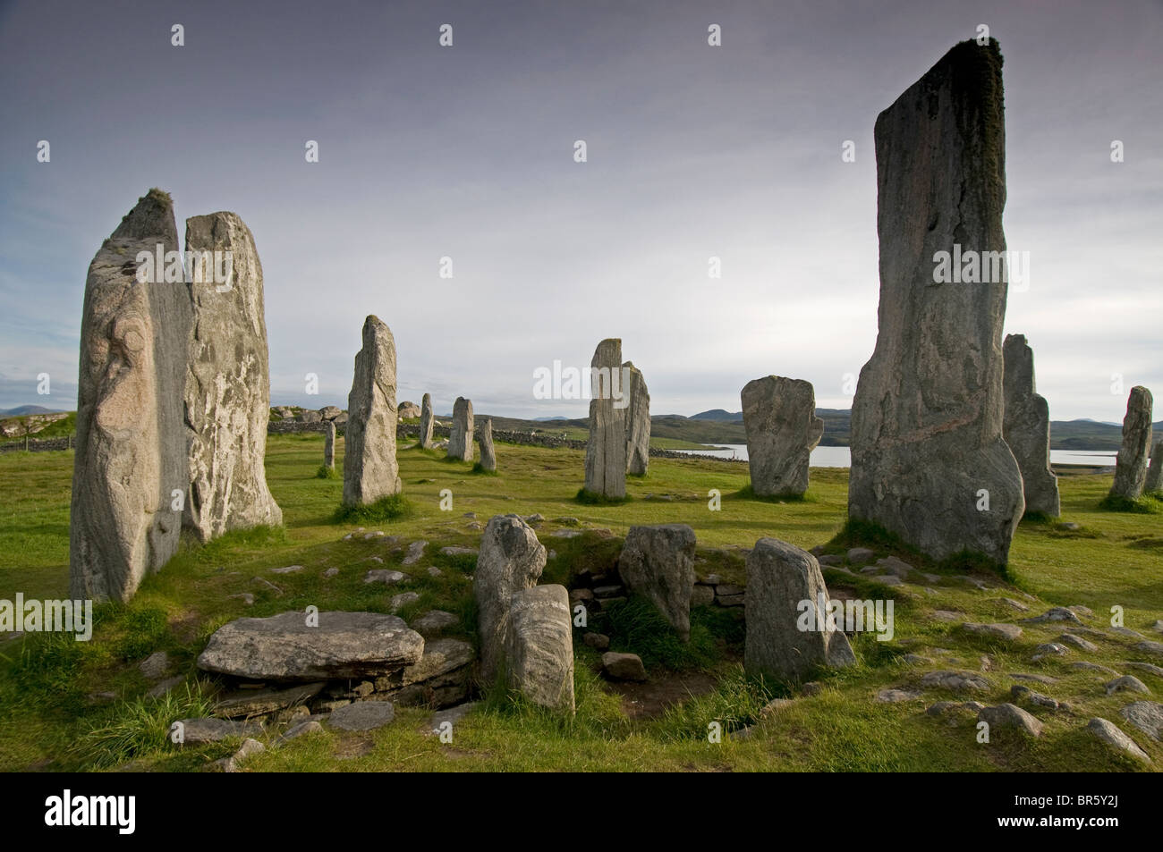 Die äußeren Hebriden berühmten Standing Stones bei Callanish, Lewis. Western Isles. Schottland.  SCO 6636 Stockfoto