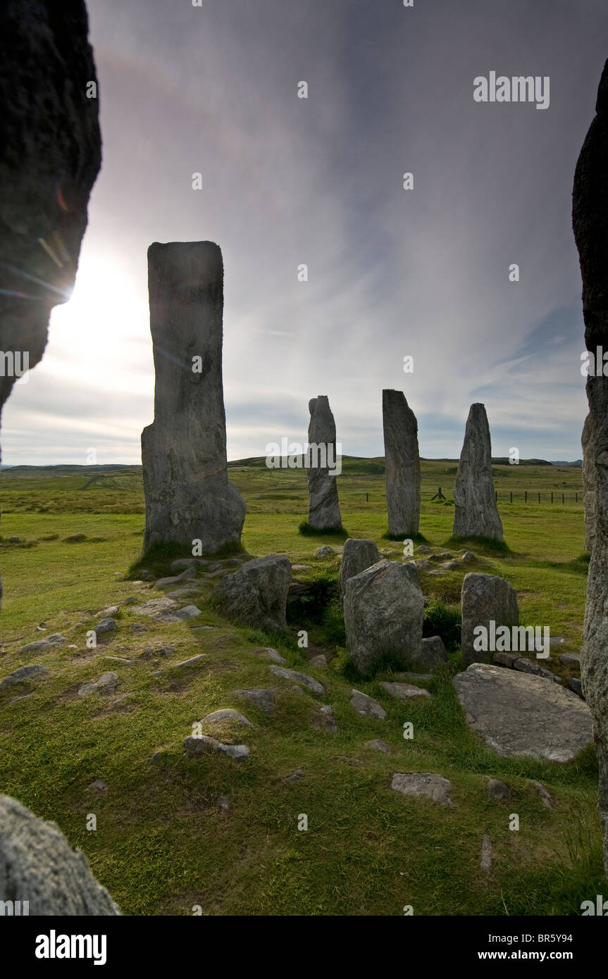 Die äußeren Hebriden berühmten Standing Stones bei Callanish, Lewis. Western Isles. Schottland.  SCO 6637 Stockfoto