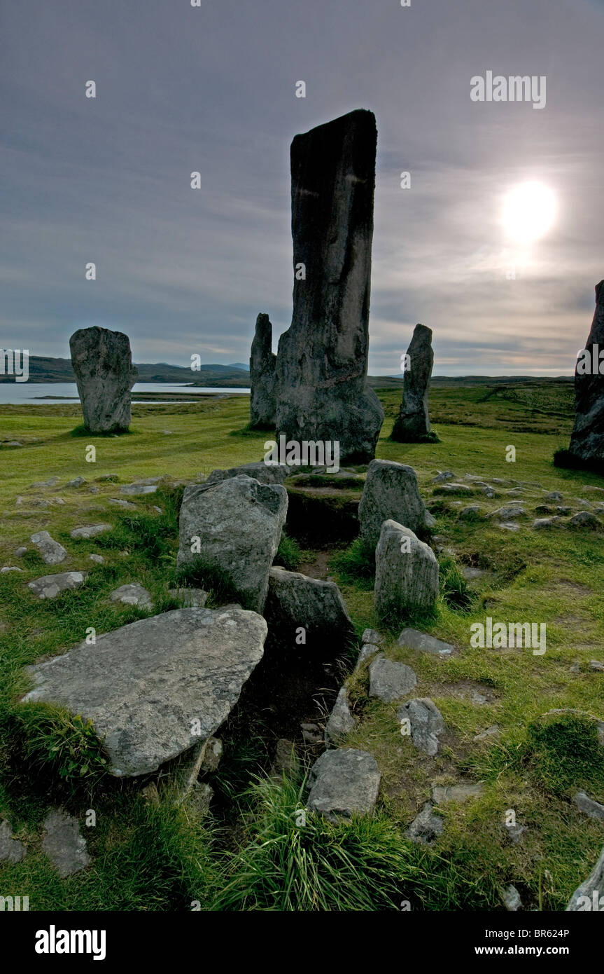 Die äußeren Hebriden berühmten Standing Stones bei Callanish, Lewis. Western Isles. Schottland. SCO 6641 Stockfoto