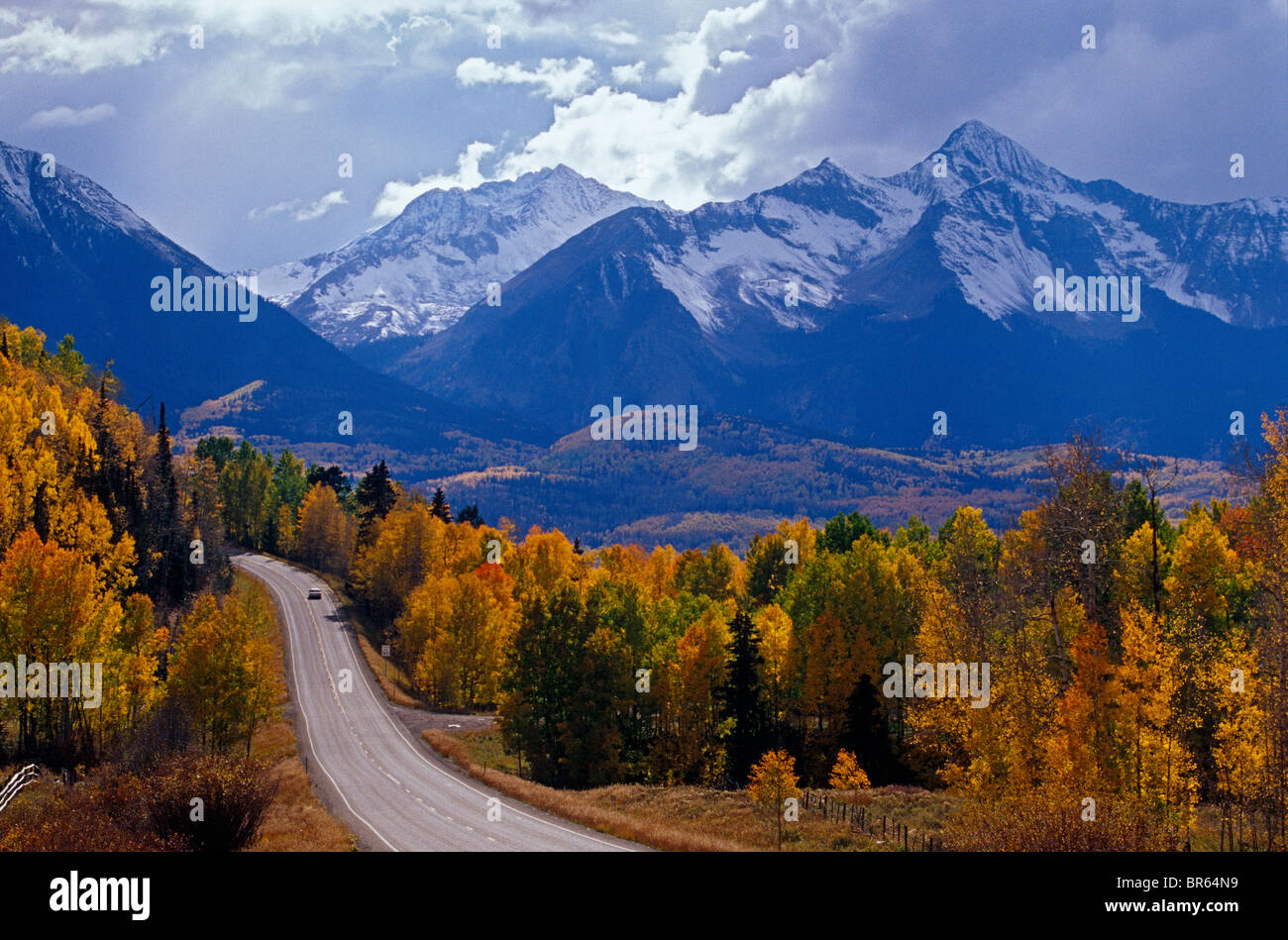 Straße außerhalb von Telluride, Colorado Stockfoto