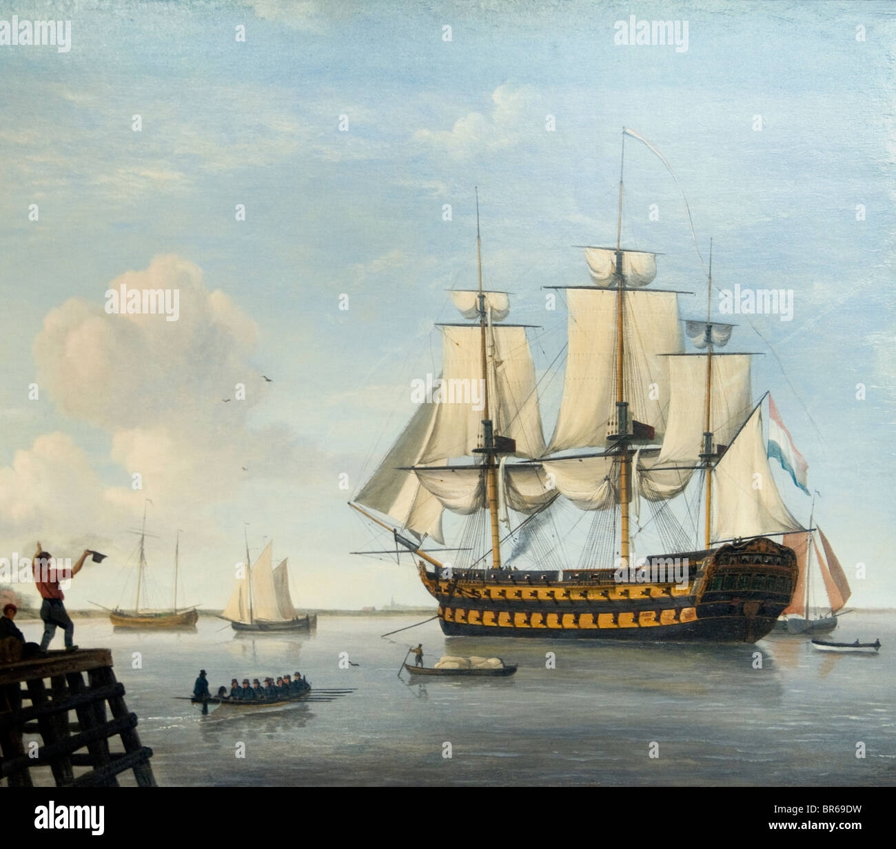 Niederlande Nicolaas Bauer 1767 Malerei Linieschip Krieg Schiff Harlingen Stockfoto