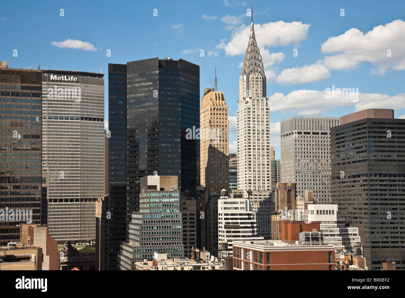 Skyline von Midtown, Blick nach Norden mit Chrysler Building, NYC Stockfoto