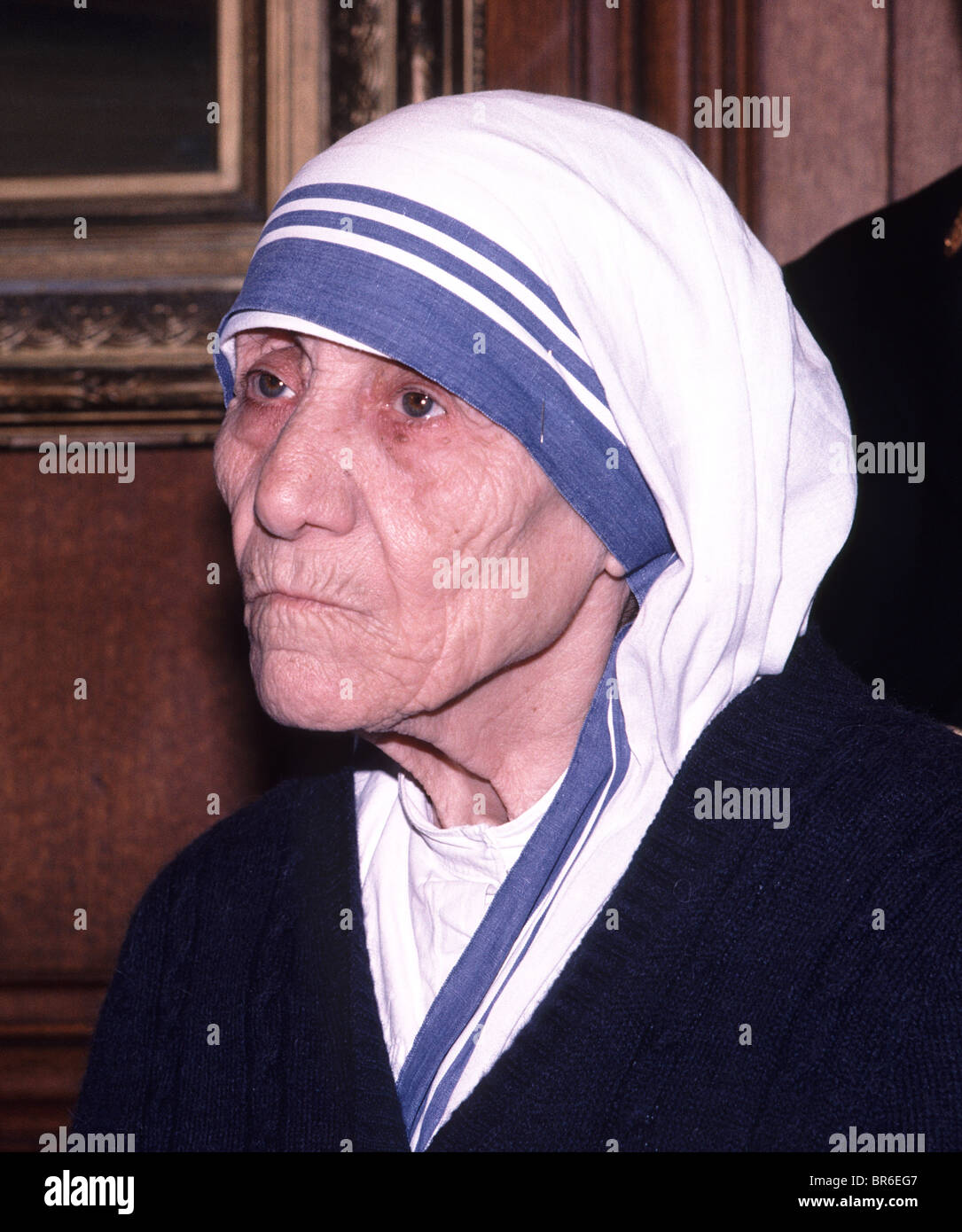 Mutter Theresa besucht San Francisco, Kalifornien, im Jahr 1988 Stockfoto