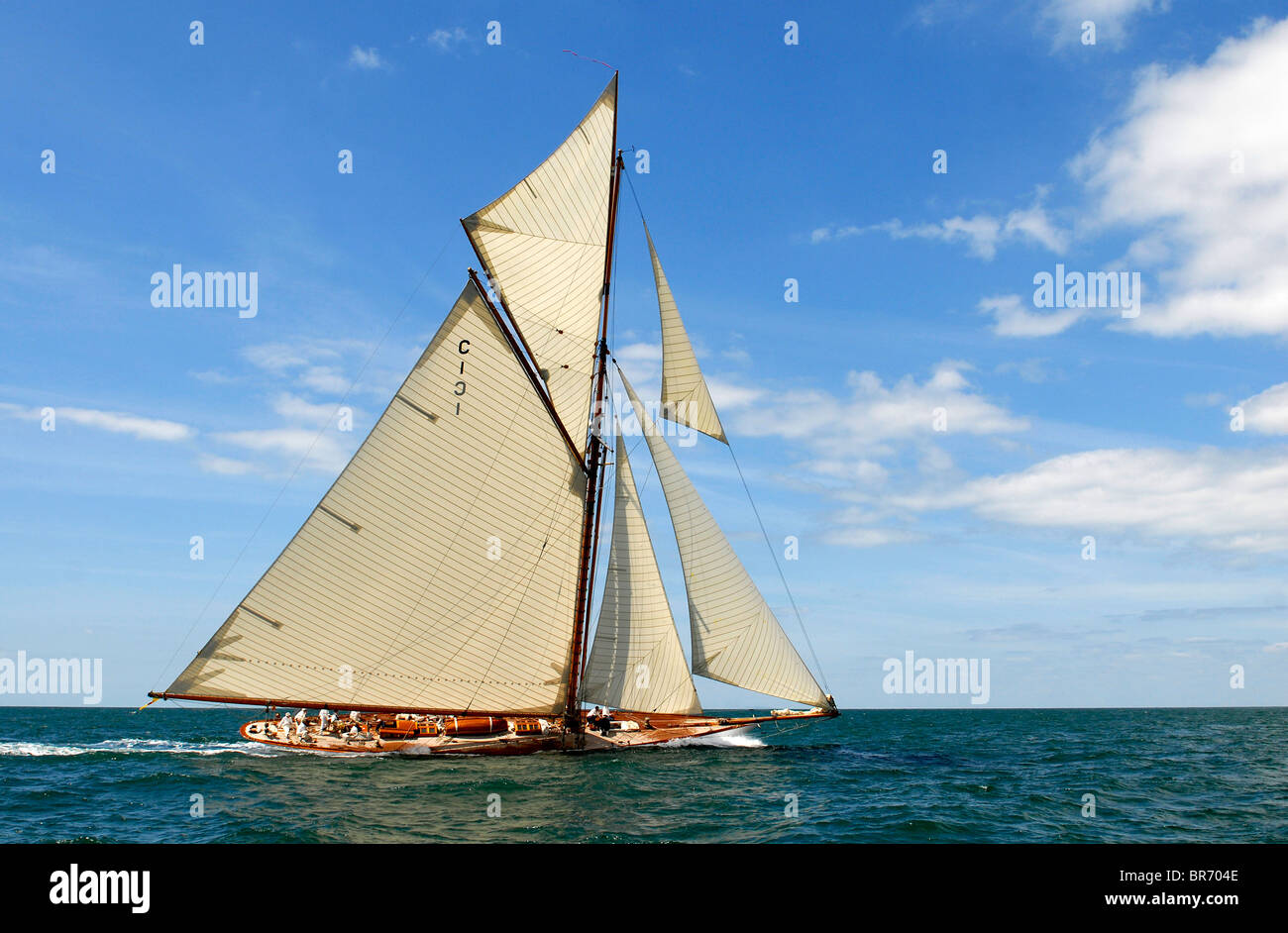 Mariquita unter Segel beim Round the Island Race, The British Classic Yacht Club Regatta Cowes Classic Week, Juli 2008 Stockfoto