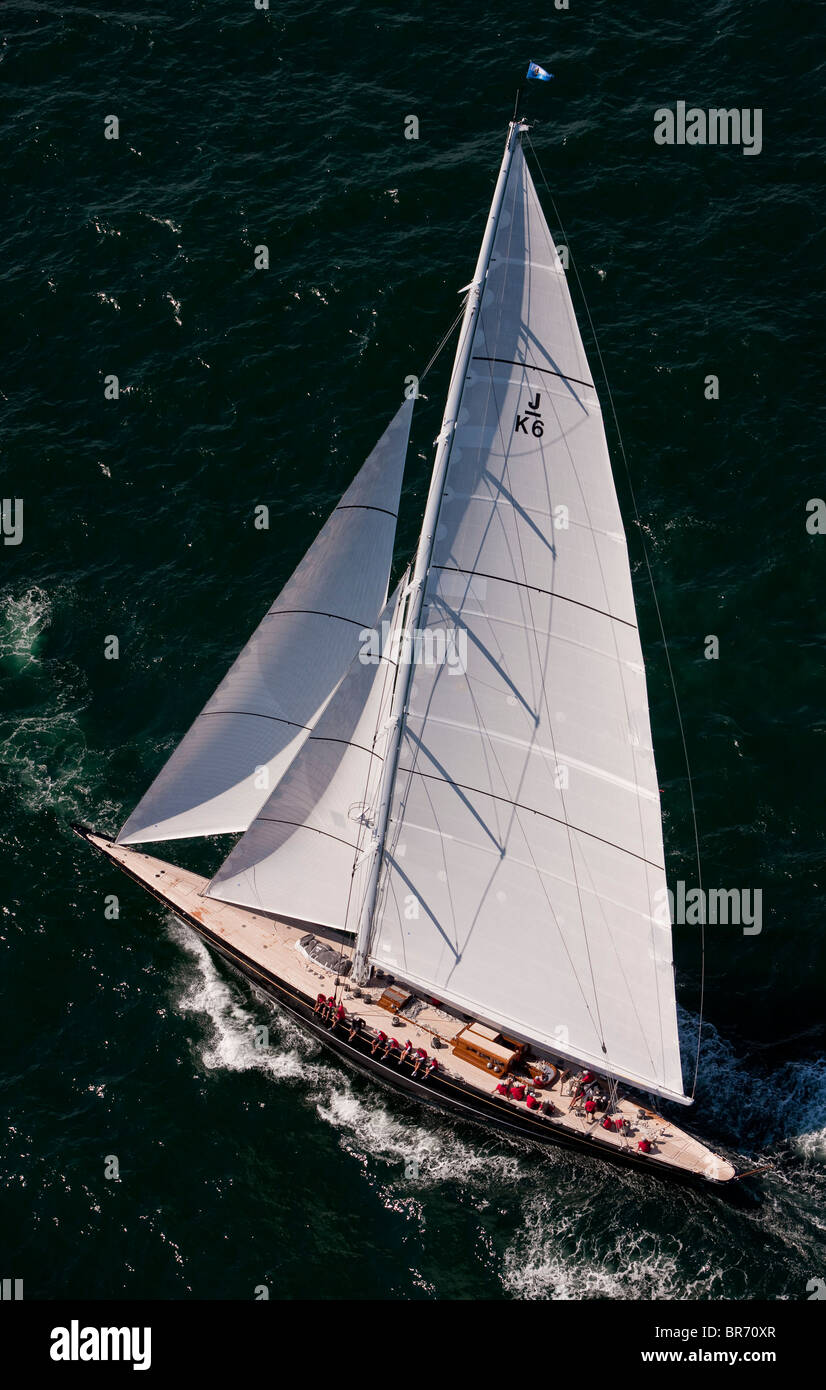 Premier von J-Class Yacht "Hanuman", Newport Bucket Regatta, Juli 2009, Rhode Island, USA. Stockfoto