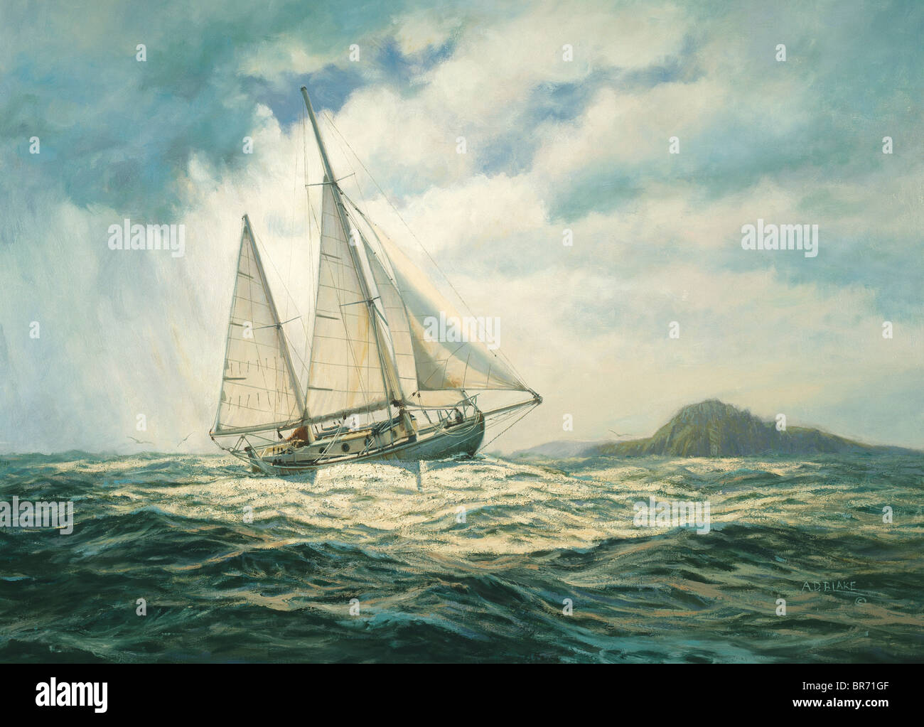 Suhaili Rundung Kap-Horn, 17. Januar 1969. Öl auf Leinwand, 30' x 18', 1993. Privatsammlung. Copyright © 1993. N. Chr. Blak Stockfoto