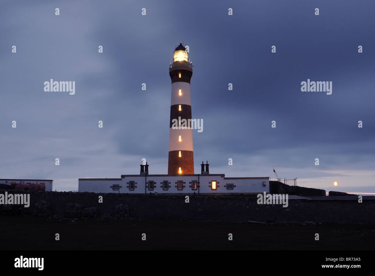 North Ronaldsay Leuchtturm in der Nacht, Orkney, Schottland Stockfoto