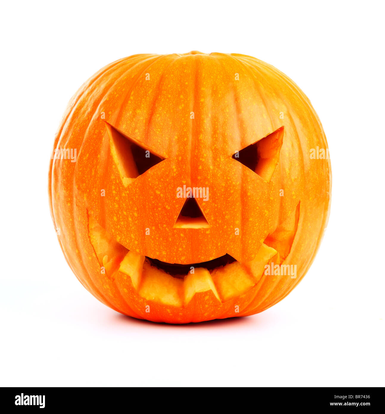 Halloween-Kürbis, isoliert auf weiss Stockfoto