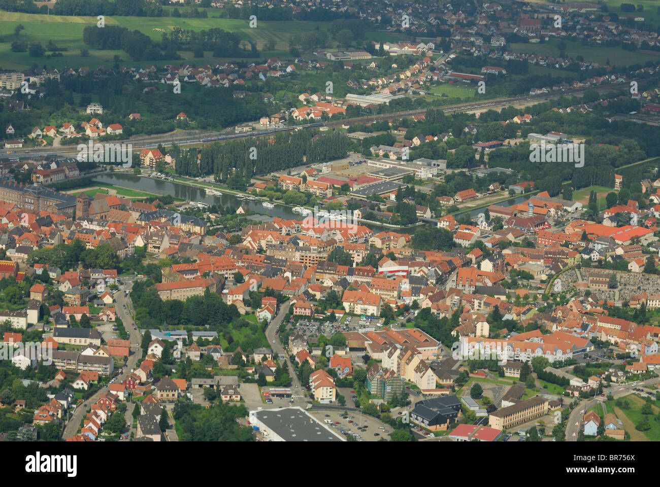 Luftaufnahme der Stadt Saverne, Bas-Rhin, Elsass, Frankreich Stockfoto
