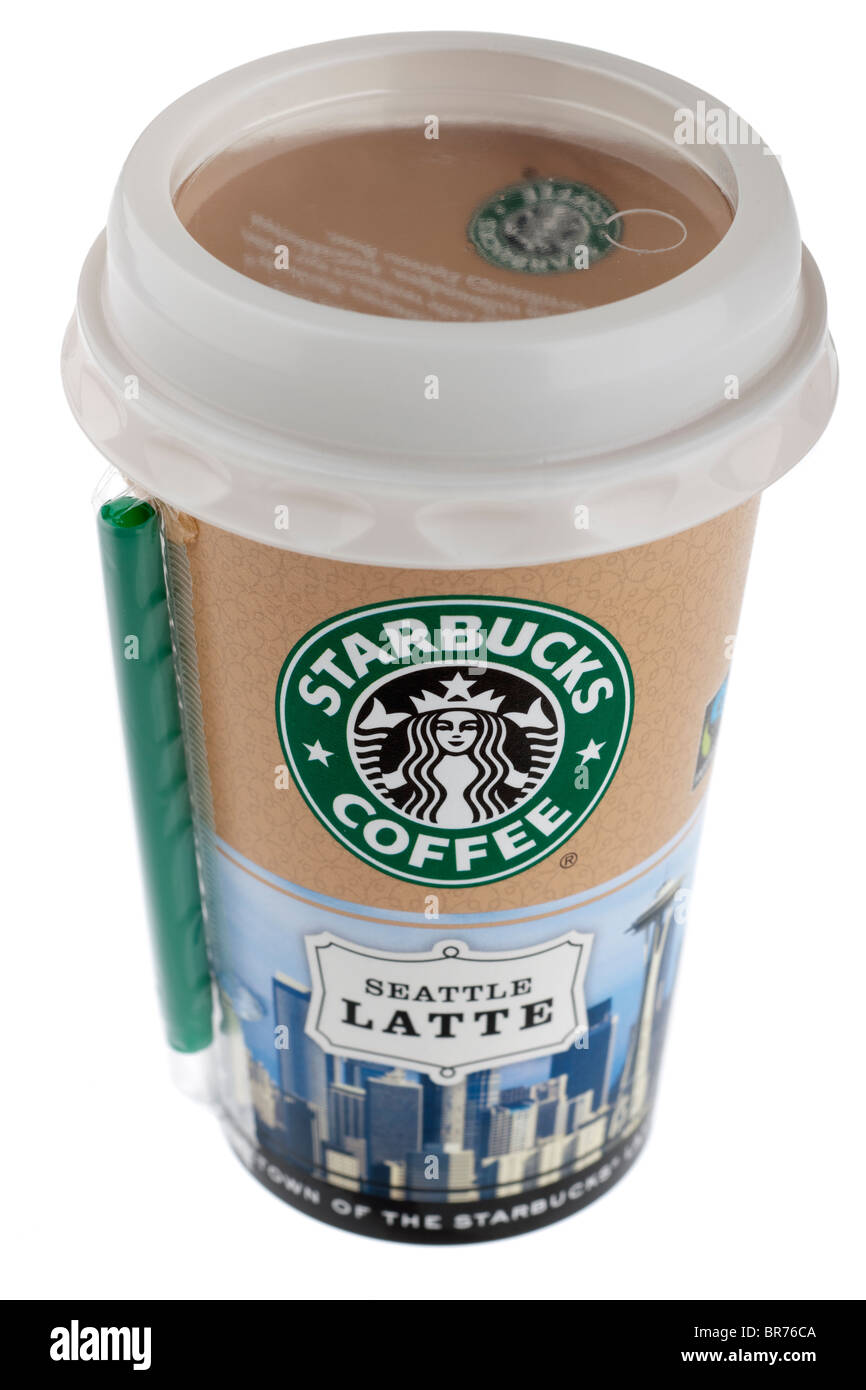 Versiegelte Packung trinken kalten Kaffee Starbucks Entdeckungen-Seattle-Latte mit Stroh Stockfoto
