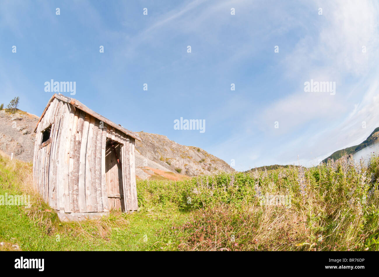 Alte hölzerne Hütte, Trinity, Neufundland und Labrador, Kanada Stockfoto
