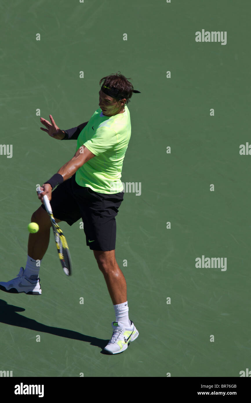 Rafael Nadal (ESP) im Wettbewerb bei der 2010 US Open Tennis. Stockfoto