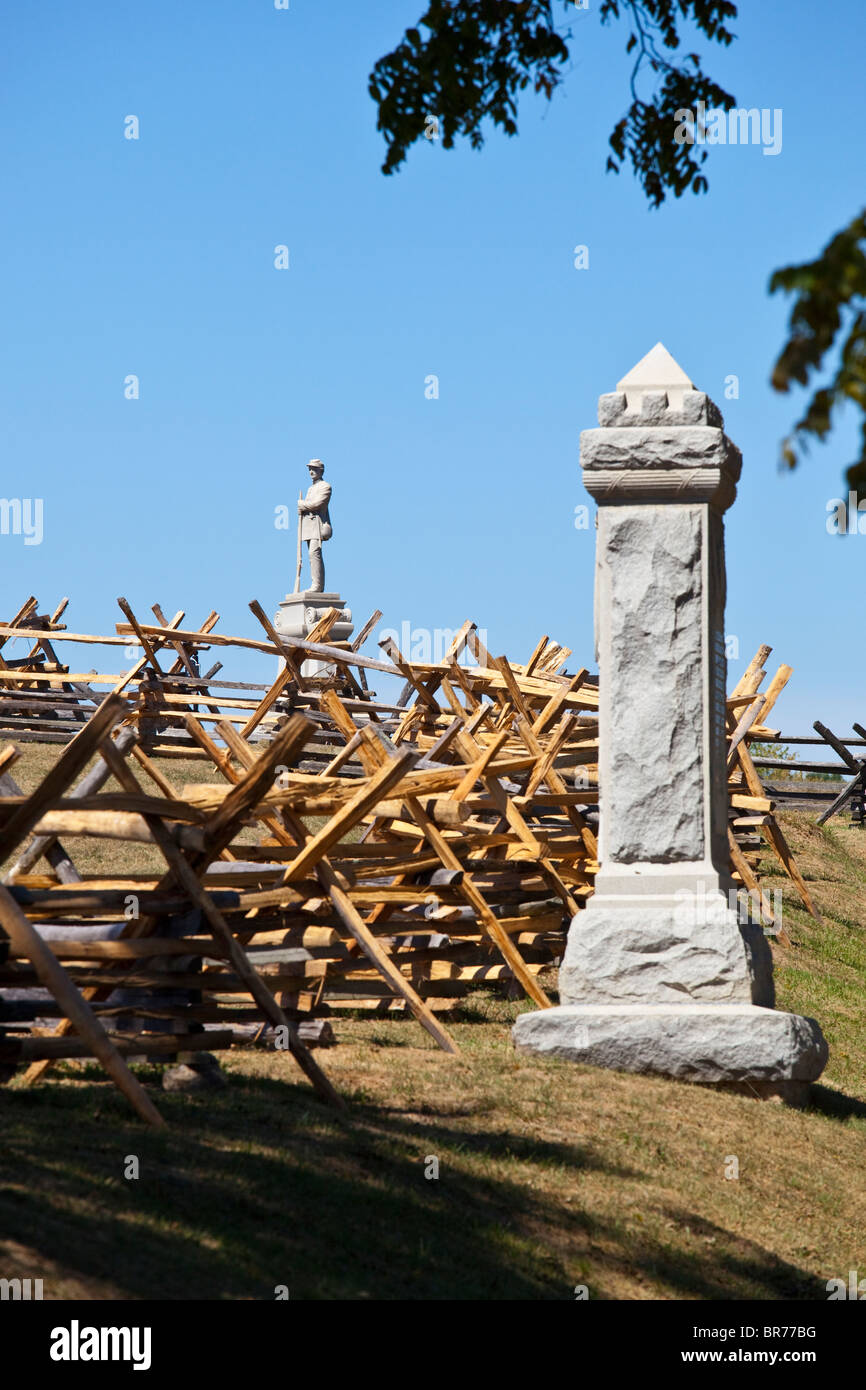 Der Hohlweg (blutige Spur), Antietam Bürgerkrieg Schlachtfeld, Virginia, USA Stockfoto