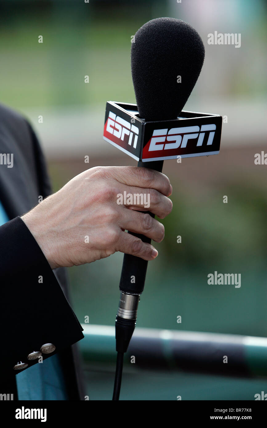 Ein ESPN Mikrofon eingehend die Wimbledon Tennis-Meisterschaften 2009 Stockfoto