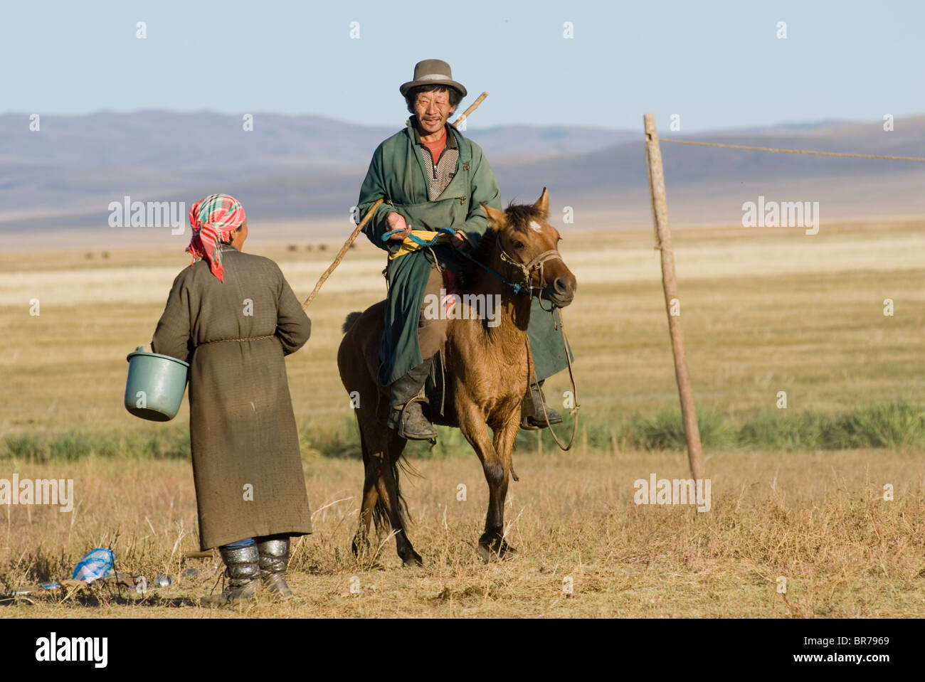 Nomadische Hirten Karakorum (Kharkhorin) Mongolei Stockfoto