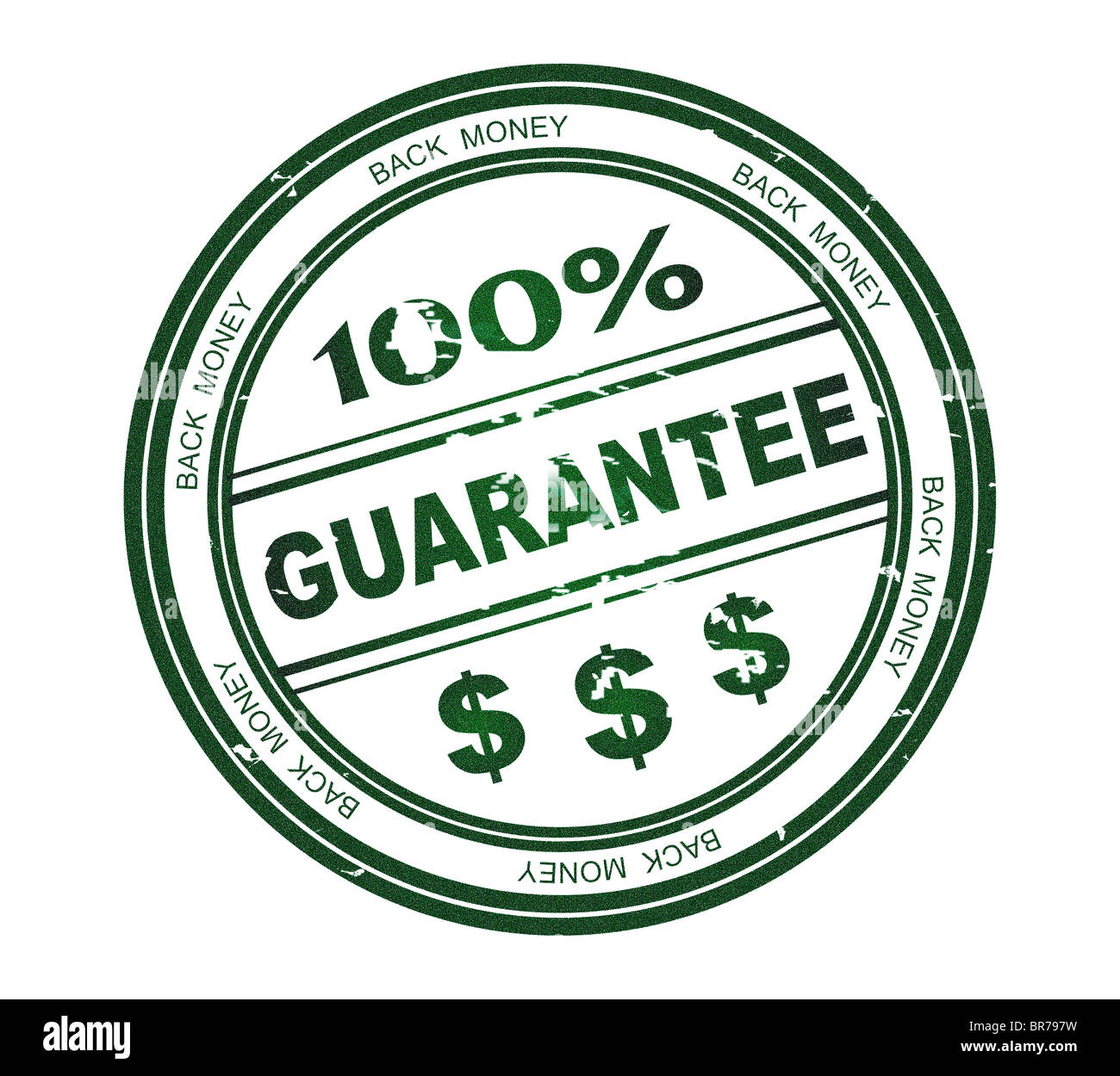 Abbildung einer Briefmarke mit Text, Grunge Look, isoliert auf weißem Hintergrund. Stockfoto