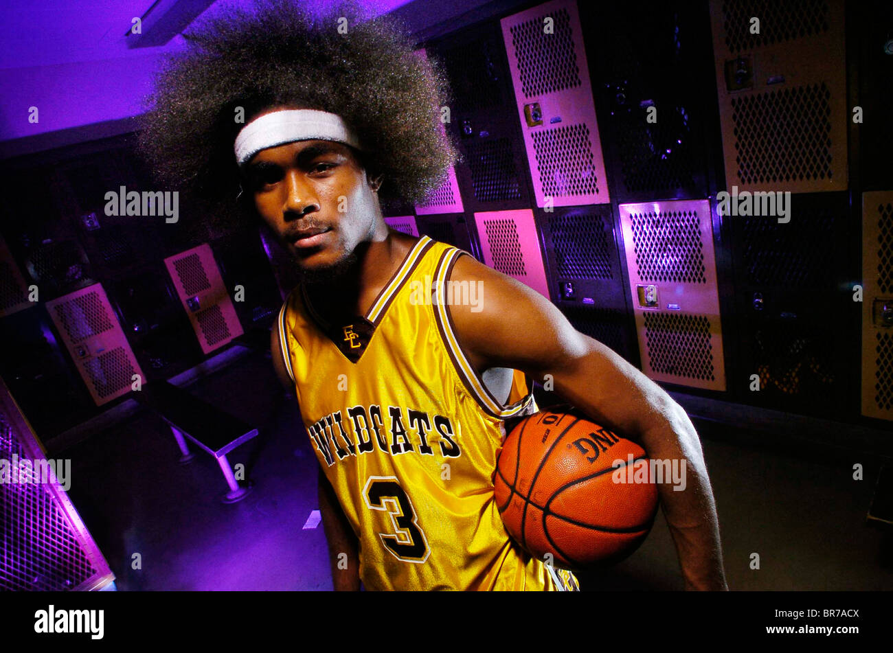 Basketball-Spieler mit afro Stockfoto