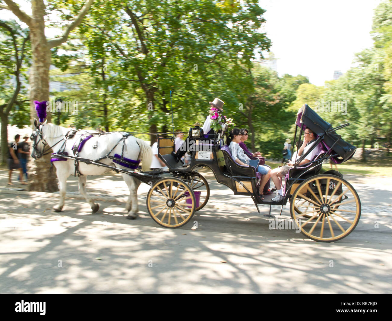 Tourist-Familie genießen Kutsche fahren, Central Park, New York Stockfoto
