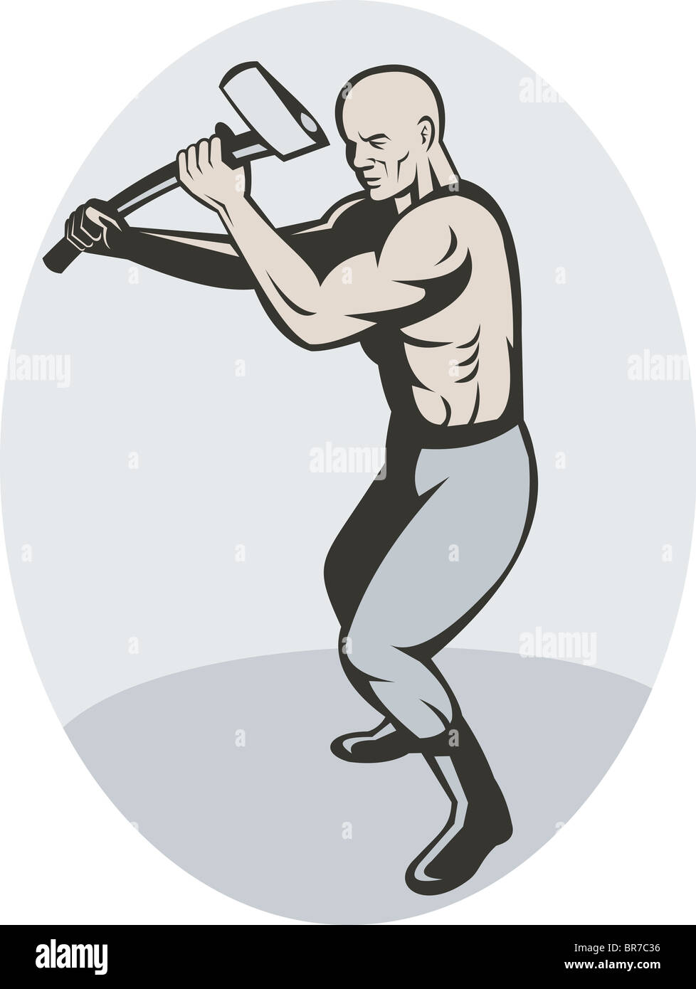 Abbildung eines Mannes zu eine Axt gemacht im retro-Stil schwingen Stockfoto Abbildung eines Mannes zu eine Axt gemacht im retro-Stil schwingen Stockfoto