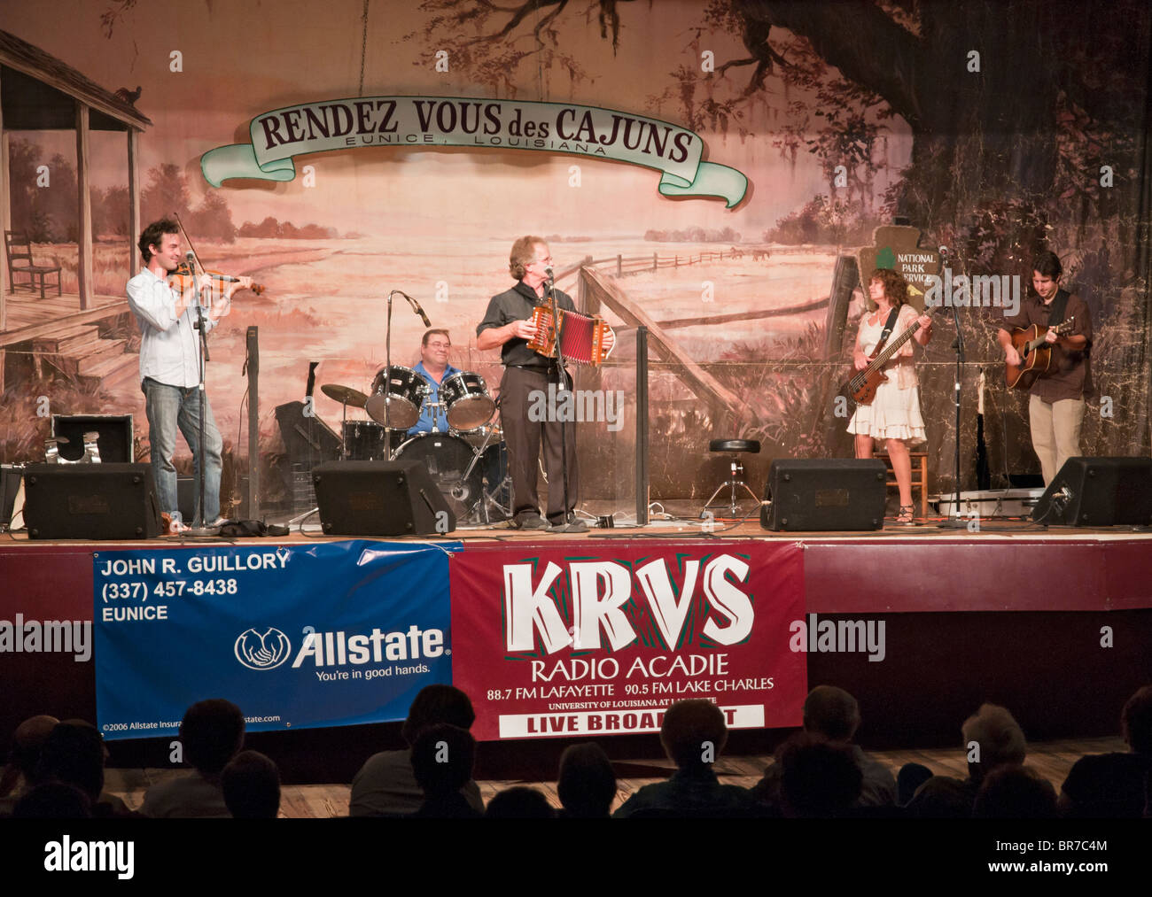 Louisiana, Eunice, Liberty Theater gebaut 1927, regelmäßige Samstagabend Livemusik Radiosendung Rendez Vous des Cajuns Stockfoto