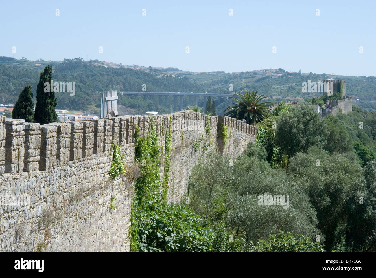 Die mittelalterliche befestigte Stadt Obidos, Portugal. Wälle. Stockfoto