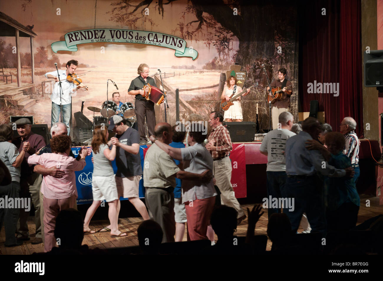 Louisiana, Eunice, Liberty Theater gebaut 1927, regelmäßige Samstagabend Livemusik Radiosendung Rendez Vous des Cajuns Stockfoto