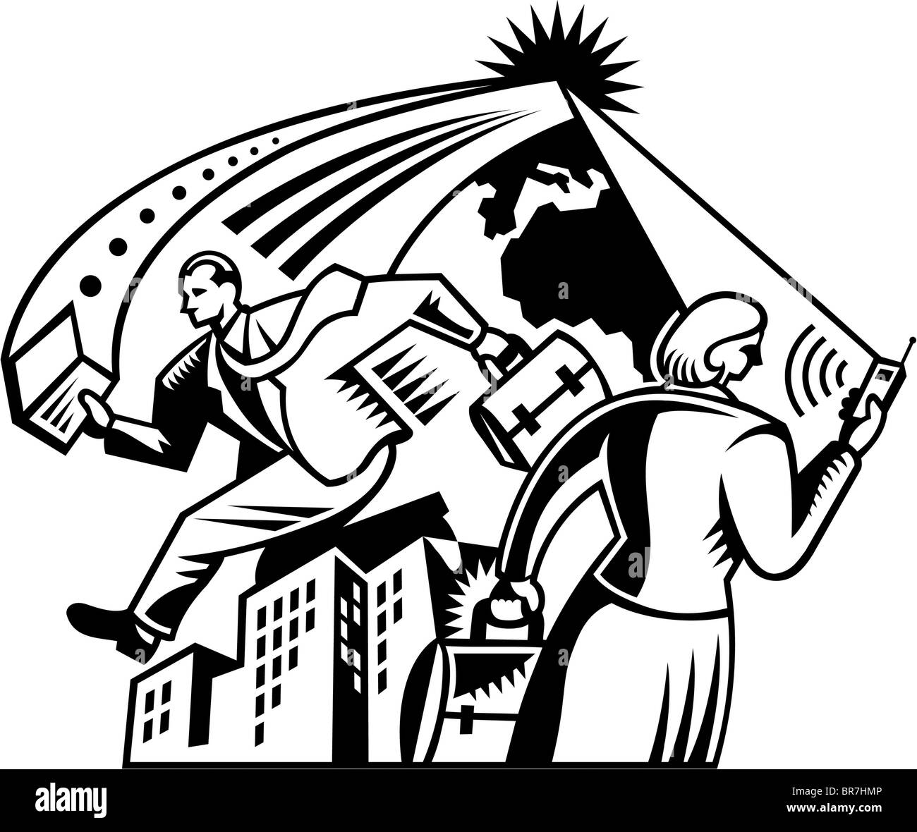 Zur Veranschaulichung der Business-Kommunikation zwischen zwei Menschen Stockfoto