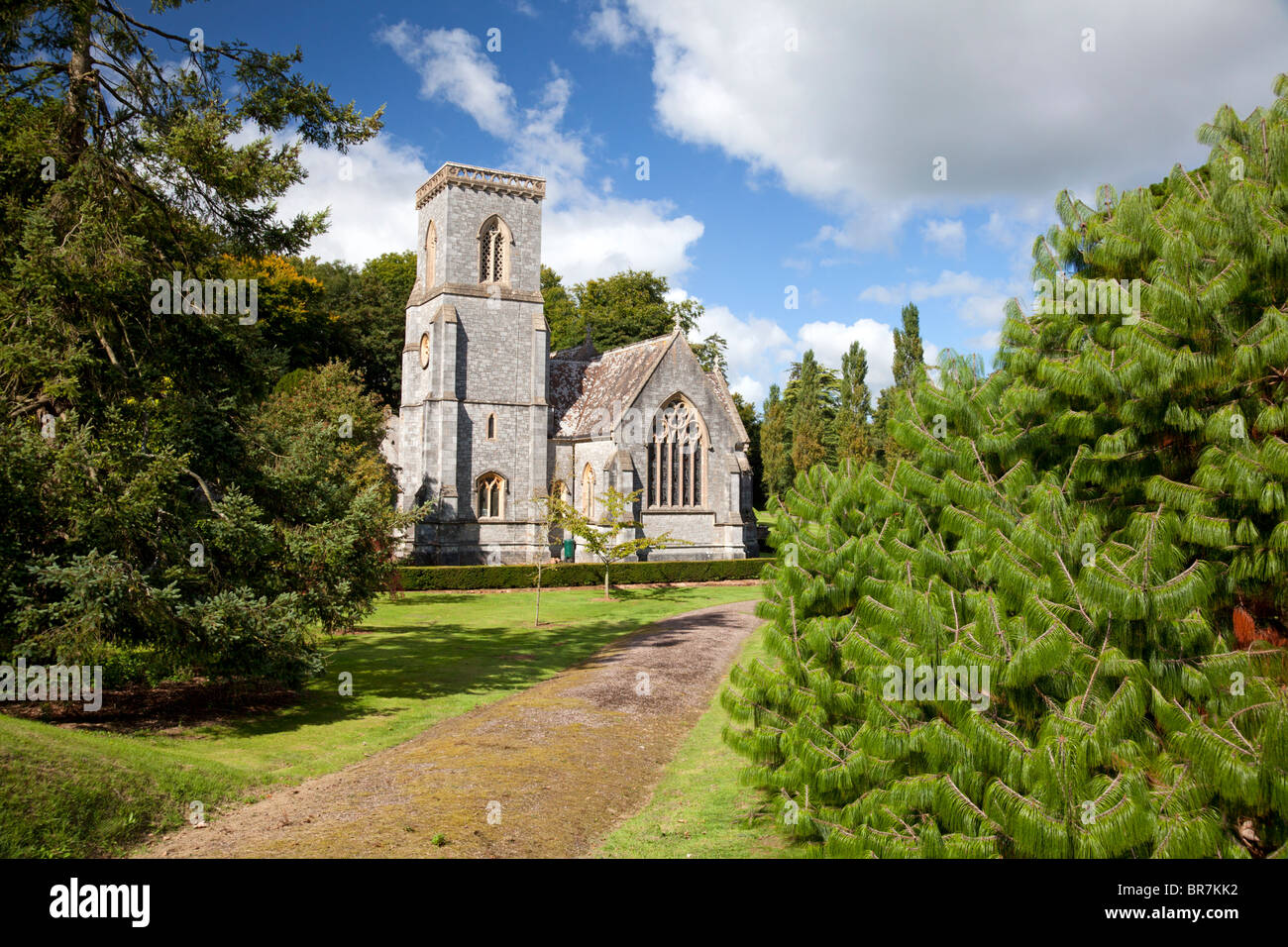 Str. Marys Kirche auf dem Gelände des Bicton Park Botanical Gardens East Budleigh, Devon Stockfoto