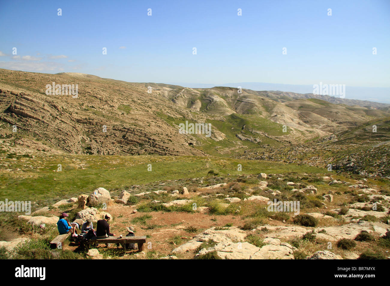 Judäische Wüste, einen Blick auf Wadi Qelt Stockfoto